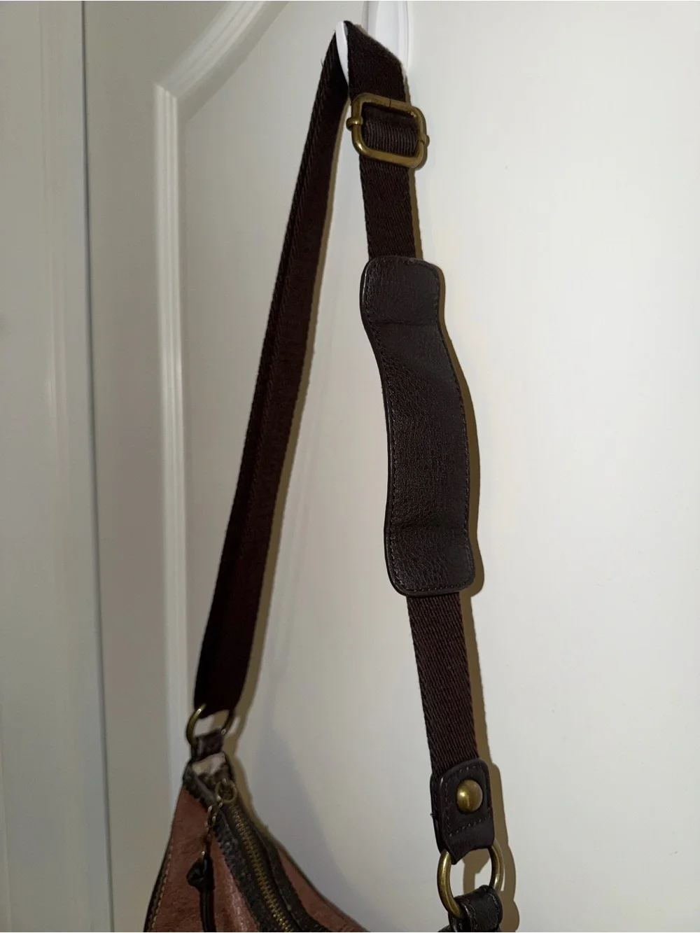 The Sak Colorblock Leather Suede Hobo Crossbody Bag Brown Black Boho Bag
